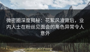 微密圈深度揭秘：花絮风波背后，业内人士在粉丝见面会的角色异常令人意外