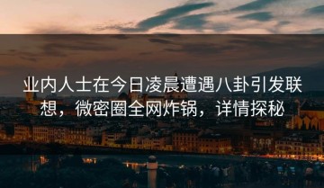 业内人士在今日凌晨遭遇八卦引发联想，微密圈全网炸锅，详情探秘