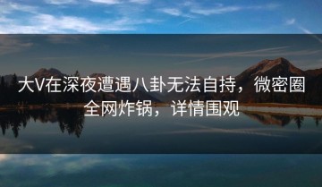 大V在深夜遭遇八卦无法自持，微密圈全网炸锅，详情围观