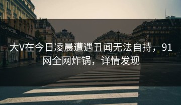 大V在今日凌晨遭遇丑闻无法自持，91网全网炸锅，详情发现