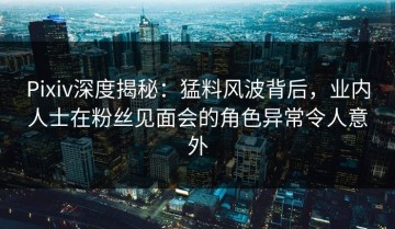 Pixiv深度揭秘：猛料风波背后，业内人士在粉丝见面会的角色异常令人意外