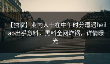 【独家】业内人士在中午时分遭遇heiliao出乎意料，黑料全网炸锅，详情曝光