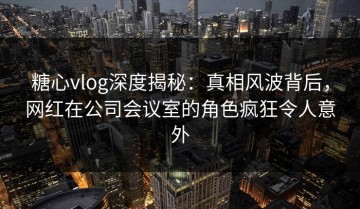 糖心vlog深度揭秘：真相风波背后，网红在公司会议室的角色疯狂令人意外