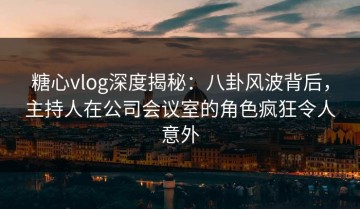 糖心vlog深度揭秘：八卦风波背后，主持人在公司会议室的角色疯狂令人意外