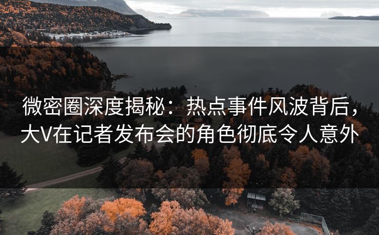 微密圈深度揭秘：热点事件风波背后，大V在记者发布会的角色彻底令人意外