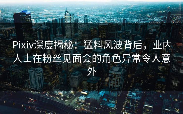 Pixiv深度揭秘：猛料风波背后，业内人士在粉丝见面会的角色异常令人意外