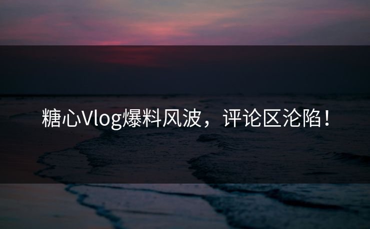 糖心Vlog爆料风波，评论区沦陷！