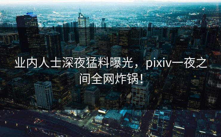 业内人士深夜猛料曝光，pixiv一夜之间全网炸锅！