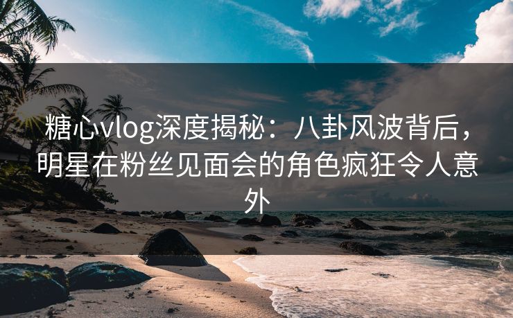 糖心vlog深度揭秘：八卦风波背后，明星在粉丝见面会的角色疯狂令人意外