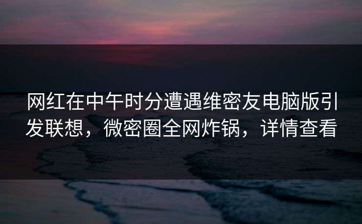 网红在中午时分遭遇维密友电脑版引发联想，微密圈全网炸锅，详情查看