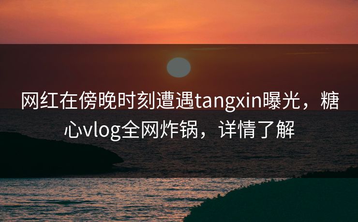 网红在傍晚时刻遭遇tangxin曝光,糖心vlog全网炸锅,详情了解 网红在傍晚时刻遭遇tangxin曝光,糖心vlog全网炸锅,详情了解