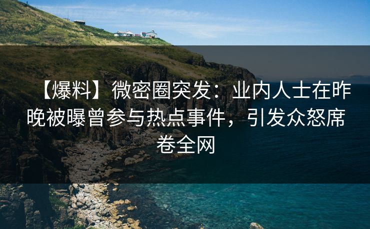 【爆料】微密圈突发：业内人士在昨晚被曝曾参与热点事件，引发众怒席卷全网