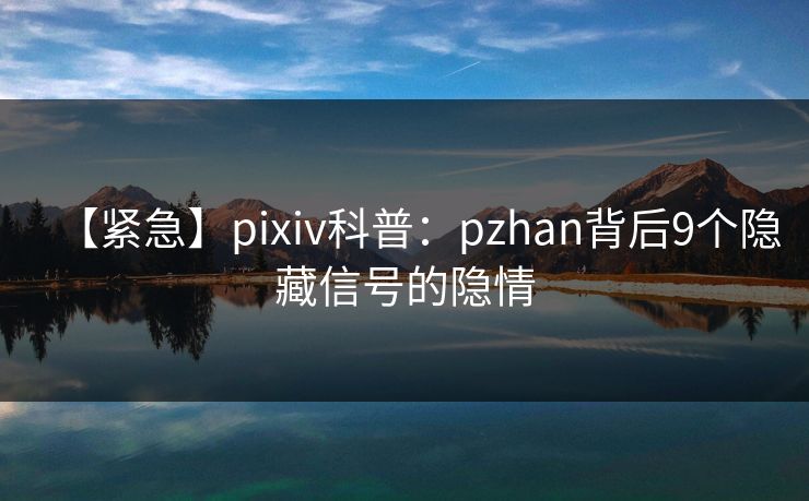 【紧急】pixiv科普:pzhan背后9个隐藏信号的隐情 【紧急】pixiv科普:pzhan背后9个隐藏信号的隐情