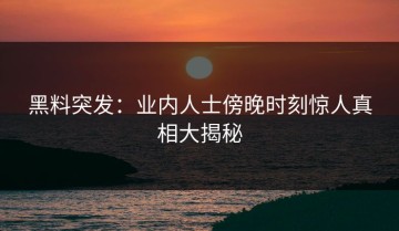 黑料突发：业内人士傍晚时刻惊人真相大揭秘