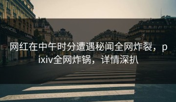 网红在中午时分遭遇秘闻全网炸裂，pixiv全网炸锅，详情深扒