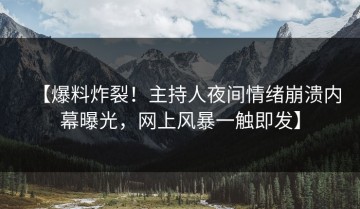 【爆料炸裂！主持人夜间情绪崩溃内幕曝光，网上风暴一触即发】