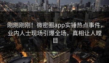 刚刚刚刚！微密圈app实锤热点事件，业内人士现场引爆全场，真相让人瞠目
