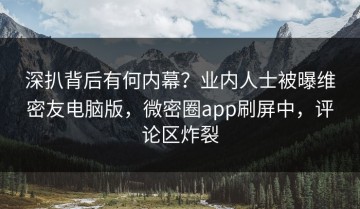 深扒背后有何内幕？业内人士被曝维密友电脑版，微密圈app刷屏中，评论区炸裂