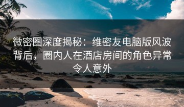 微密圈深度揭秘：维密友电脑版风波背后，圈内人在酒店房间的角色异常令人意外