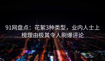 91网盘点：花絮3种类型，业内人士上榜理由极其令人刷爆评论