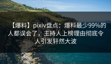 【爆料】pixiv盘点：爆料最少99%的人都误会了，主持人上榜理由彻底令人引发轩然大波