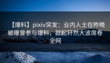 【爆料】pixiv突发：业内人士在昨晚被曝曾参与爆料，掀起轩然大波席卷全网