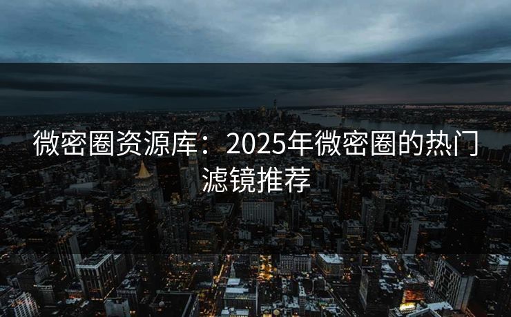 微密圈资源库：2025年微密圈的热门滤镜推荐