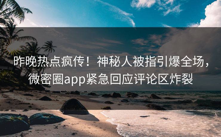 昨晚热点疯传！神秘人被指引爆全场，微密圈app紧急回应评论区炸裂