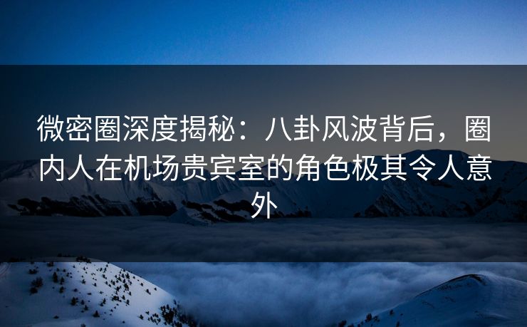 微密圈深度揭秘：八卦风波背后，圈内人在机场贵宾室的角色极其令人意外