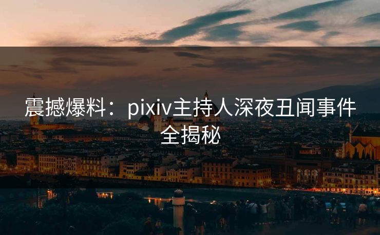 震撼爆料：pixiv主持人深夜丑闻事件全揭秘