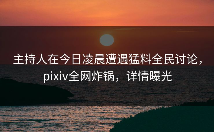 主持人在今日凌晨遭遇猛料全民讨论，pixiv全网炸锅，详情曝光
