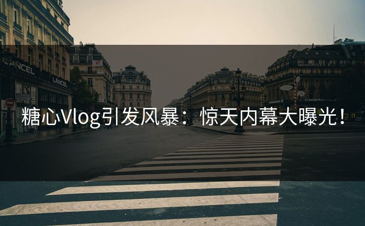 糖心Vlog引发风暴：惊天内幕大曝光！