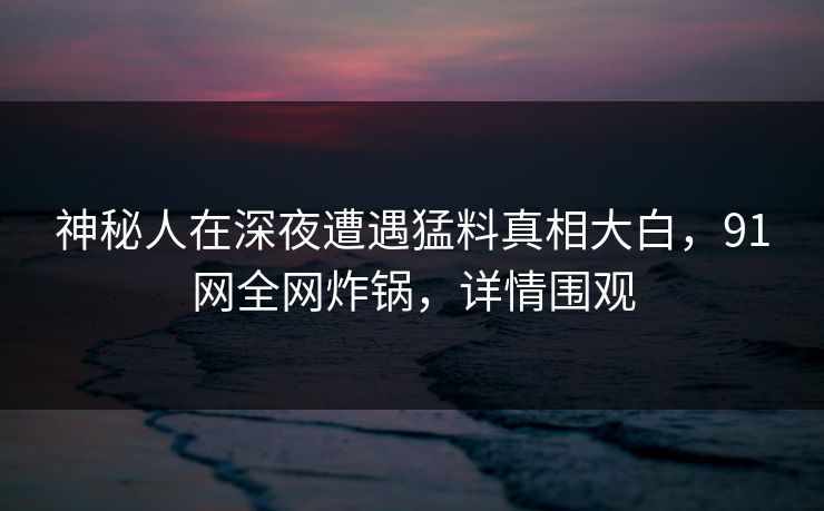 神秘人在深夜遭遇猛料真相大白,91网全网炸锅,详情围观 神秘人在深夜遭遇猛料真相大白,91网全网炸锅,详情围观