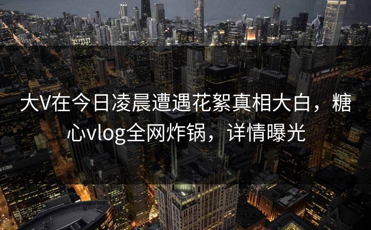 大V在今日凌晨遭遇花絮真相大白，糖心vlog全网炸锅，详情曝光