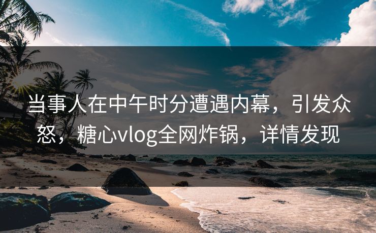 当事人在中午时分遭遇内幕,引发众怒,糖心vlog全网炸锅,详情发现 当事人在中午时分遭遇内幕,引发众怒,糖心vlog全网炸锅,详情发现