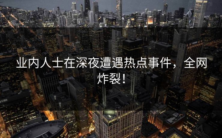 业内人士在深夜遭遇热点事件，全网炸裂！