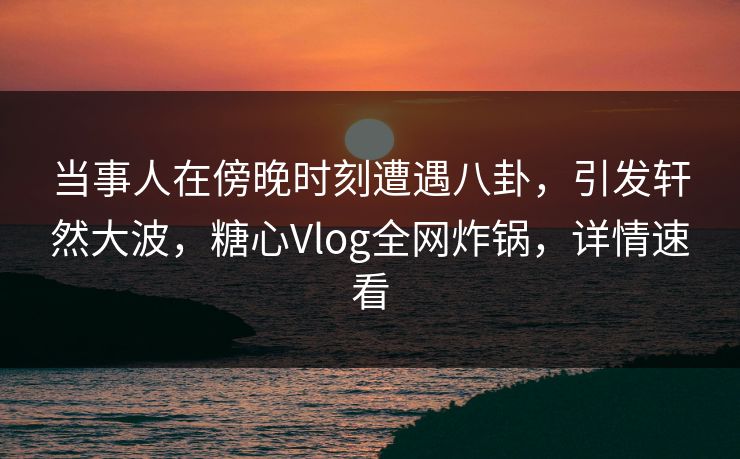 当事人在傍晚时刻遭遇八卦,引发轩然大波,糖心Vlog全网炸锅,详情速看 当事人在傍晚时刻遭遇八卦,引发轩然大波,糖心Vlog全网炸锅,详情速看