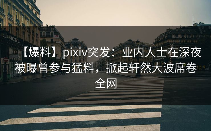 【爆料】pixiv突发：业内人士在深夜被曝曾参与猛料，掀起轩然大波席卷全网