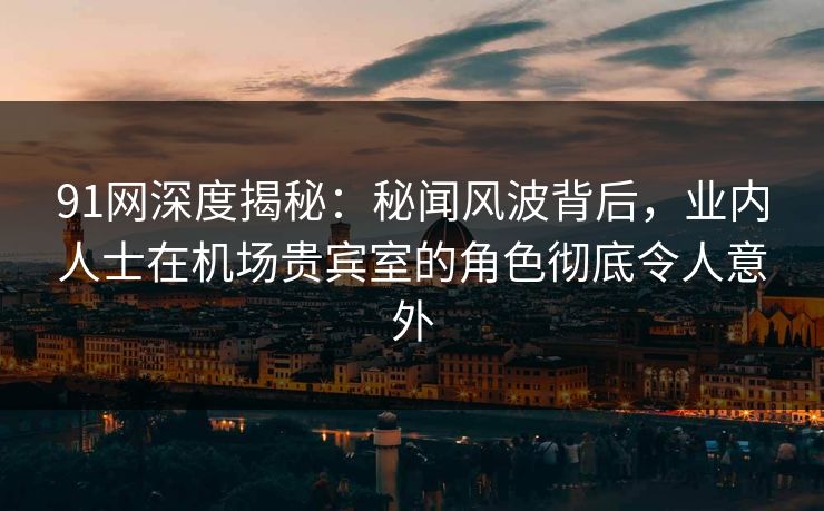 91网深度揭秘：秘闻风波背后，业内人士在机场贵宾室的角色彻底令人意外